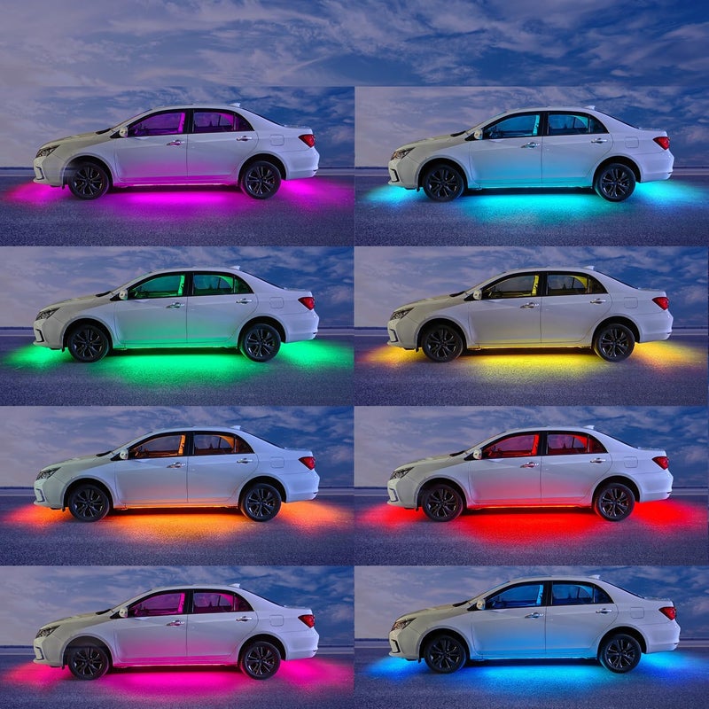 Glowlendra Underglow Car Lights, 4 pcs RGB-IC Smart LED Lights with APP and Remote Control, 16 Million Colors DIY Sound Active Function Music Mode, Underglow Kit for Car, SUVs, Trucks (Multicolor) - Image 4